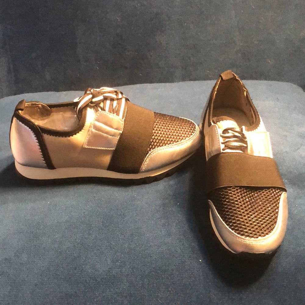 Stylish Black and Silver Sneakers